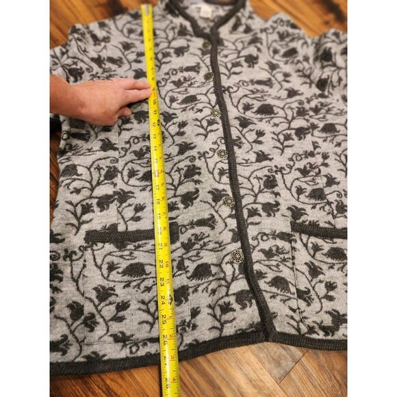 Appleseeds Wool Cardigan Women Sz 20 Grey Floral Grannycore Warmth Work - Picture 6 of 8